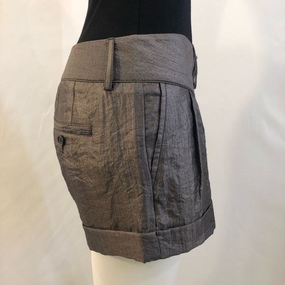 Metallic Lame Pleat Front Cuffed Shorts, Size 0 - Picture 8 of 12